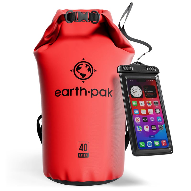 Earth Pak Waterproof Dry Bag - Roll Top Waterproof Backpack Sack Keeps Gear Dry for Kayak with Waterproof Phone Case - Image 1